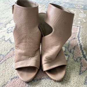 Vince Tan Leather Mules with Chunky Heel